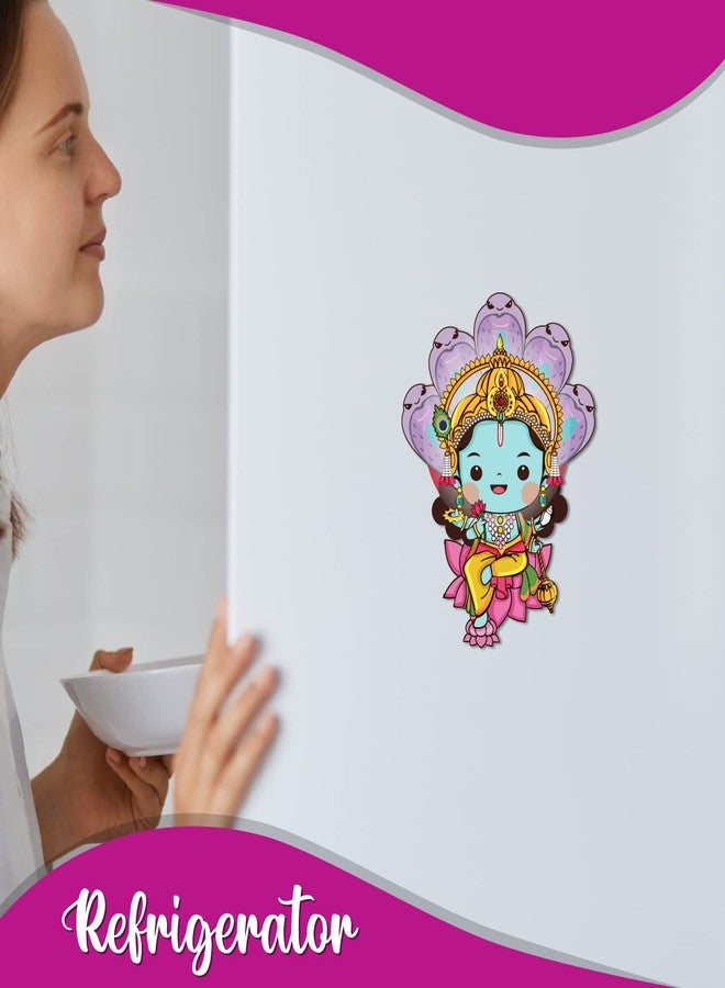 Bhai Please Lord Vishnu Wooden Fridge Magnet (Pack of 1) Hindu God, Spiritual, Divine, Devotional, Bhagwan Gift and Decorations - Image 2